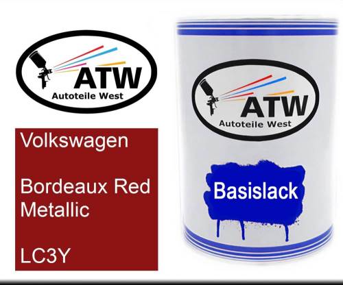 Volkswagen, Bordeaux Red Metallic, LC3Y: 500ml Lackdose, von ATW Autoteile West.